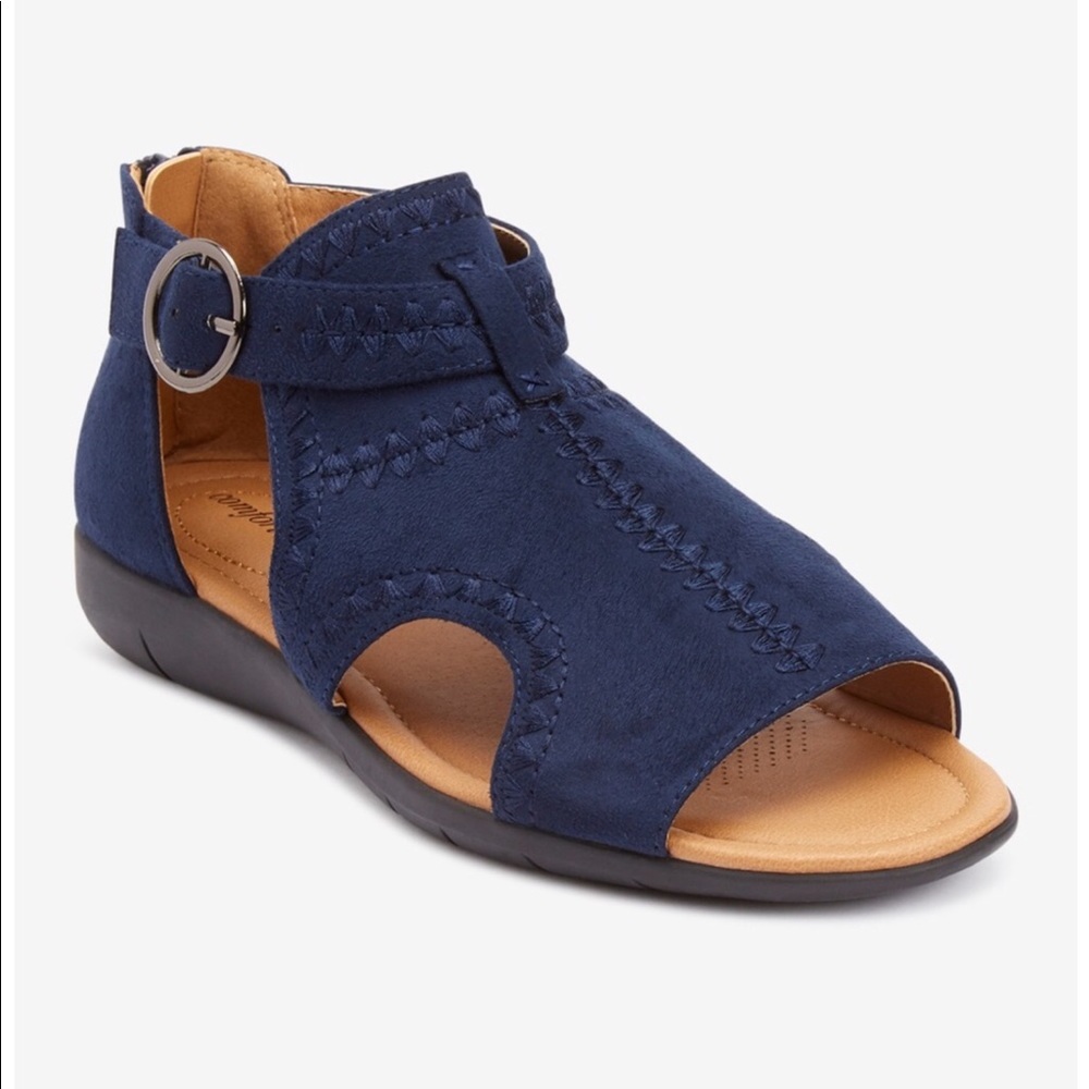 Navy suede Comfortview sandals